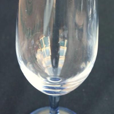 Set of 6 blue tinted stemmed water glasses. Excellent condition.