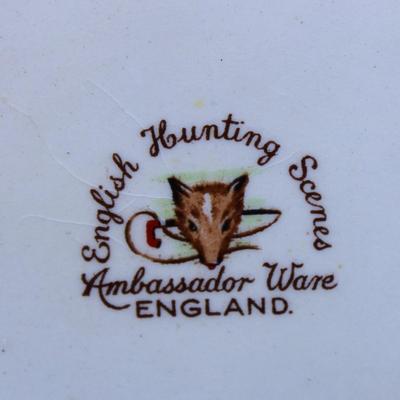 Ambassador Ware England English Hunting Scene with rare handles. Beautiful countryside images.
