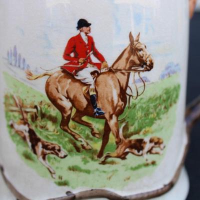 Ambassador Ware England English Hunting Scene with rare handles. Beautiful countryside images.