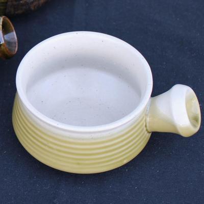 Vintage set of 4 French Onion Soup Bowls.  Modern Mid Century Dishes.  Genuine Stoneware.  3 matching, one a lighter color.