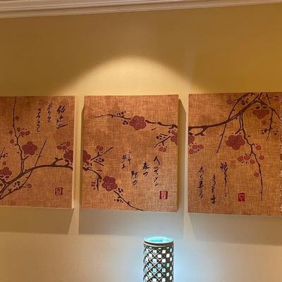 Three Piece Canvas Wall Art - Red Flowers