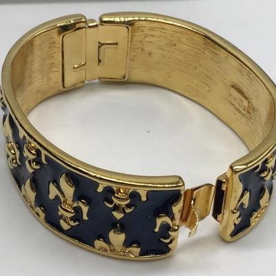 MVH Princess Michaela Von Habsburg Blue Fleur De Lis Enamel Gold Tone Bracelet
