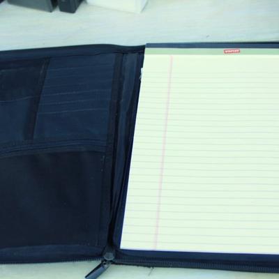 Large bundle of office supplies; binders, Eddie Bauer briefcase binder, labels, clips and markers