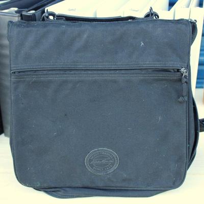 Large bundle of office supplies; binders, Eddie Bauer briefcase binder, labels, clips and markers
