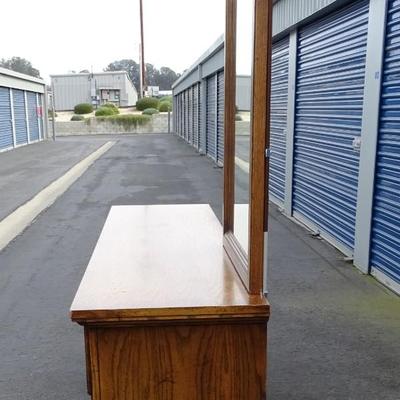 Vintage Burlington Traditional Dresser with side mirror and cross on middle door