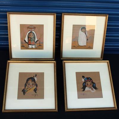 4 original Gerda Christoffersen pastel native American artwork