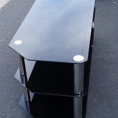 Three Shelf Tempered Glass Entertainment Center