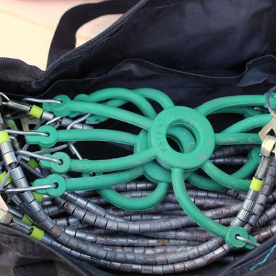 Blitz 5 gallon gasoline jug and Quality Chain Corp lightning cable snow chains