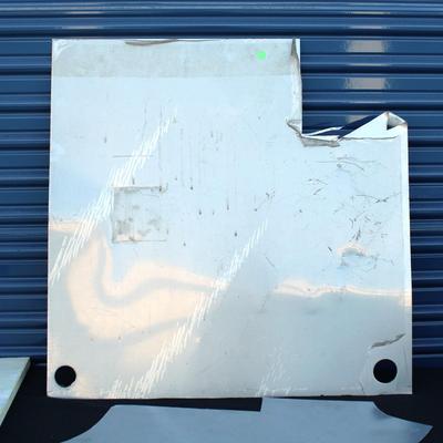 Two pieces of sheet metal, stainless steel & aluminum