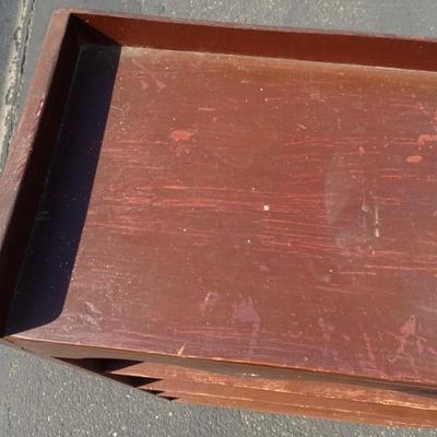 Wood book shelf. Hand painted. Long term wear and tear