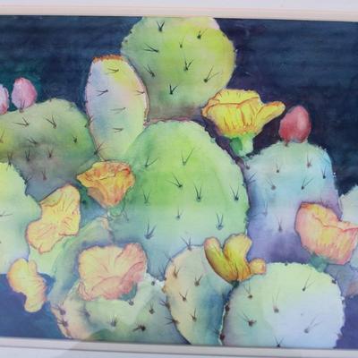 Ernie Bacon original watercolor of cactus print.