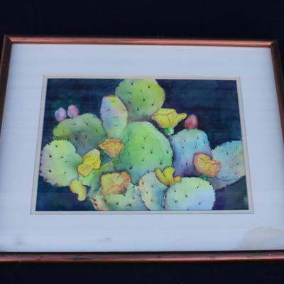 Ernie Bacon original watercolor of cactus print.