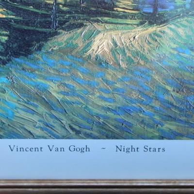 Framed Vincent van Gogh Starry Night and Night Stars prints.