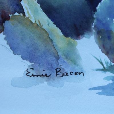 Ernie Bacon watercolor print of cactus.