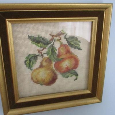 Framed Fruit Needlework - A