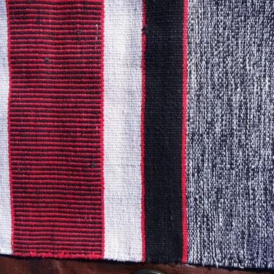 Black and red wool Turkish floor runner; flat weave, hand made