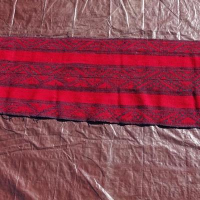 Bright red Turkish wool floor runner; flat weave, hand made