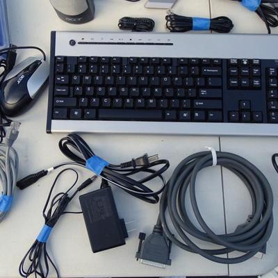 Acer Computer, monitor, keyboard, mouse, speakers, assorted cables