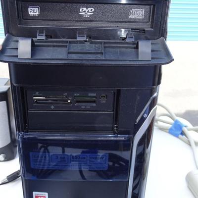 Acer Computer, monitor, keyboard, mouse, speakers, assorted cables