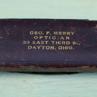 Antique blue glasses and case