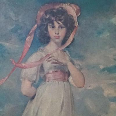 2 Vintage art pieces including a limited print on canvas "Pinkie" by Lawrence and a painting of Peggy's Cove in Nova...