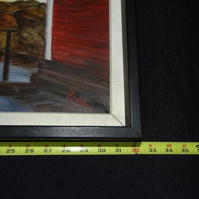 2 Vintage art pieces including a limited print on canvas "Pinkie" by Lawrence and a painting of Peggy's Cove in Nova...