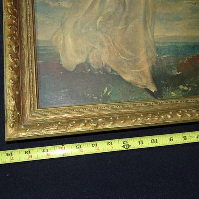 2 Vintage art pieces including a limited print on canvas "Pinkie" by Lawrence and a painting of Peggy's Cove in Nova...