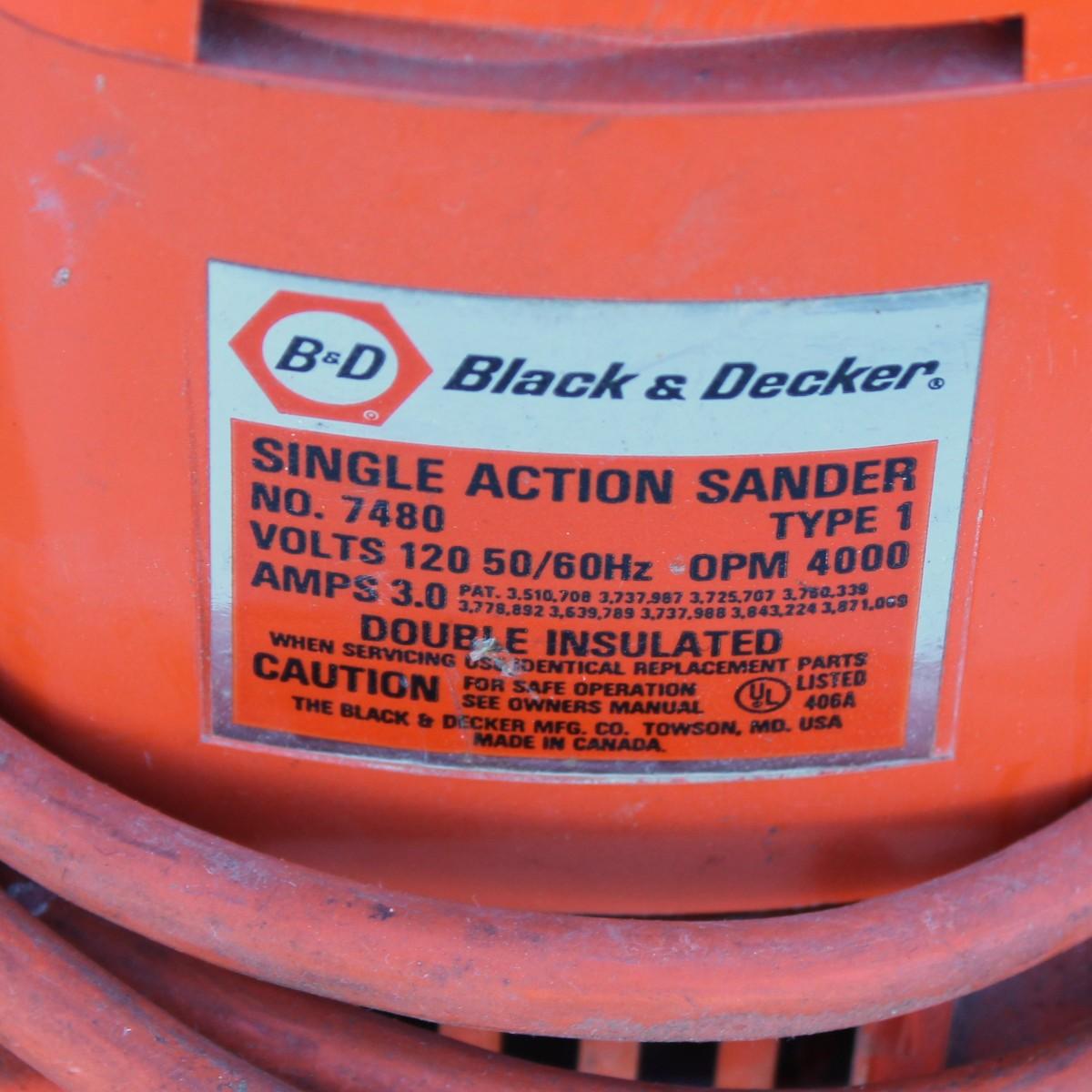Black and Decker single action sander; Type 1
