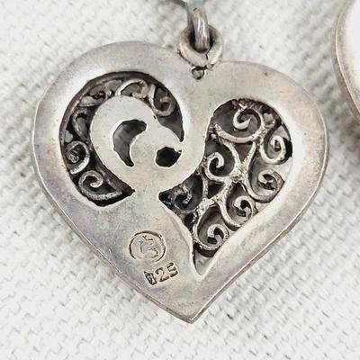 . 825 STERLING DETAILED HEART EARRING