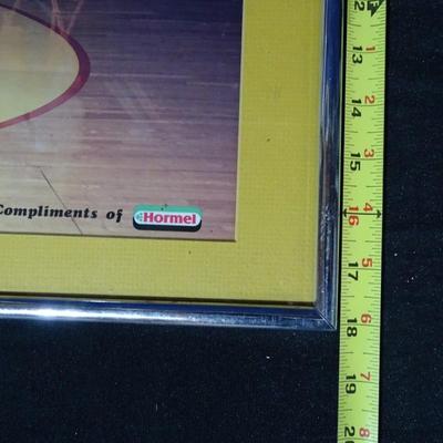 1985-1986 Defending World Champion Lakers Team Framed Poster, compliments of Hormel.
