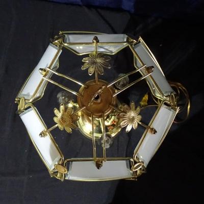 Small brass and glass desk lamp
