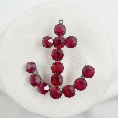 STERLING FAUX GARNET CROSS PIN