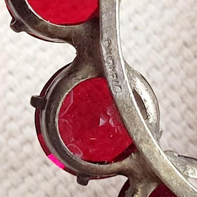 STERLING FAUX GARNET CROSS PIN