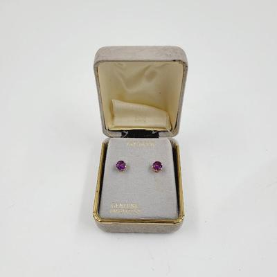 14K GOLD W/ GENUINE PURPLE AMETHYST EARRINGS