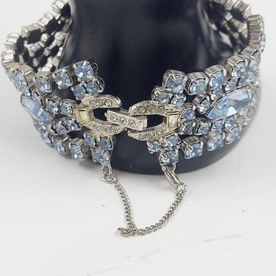 BEAUTIFUL VINTAGE WEISS FAUX RHINESTONE JEWELED CLASP BRACELET