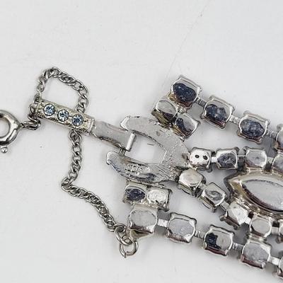 BEAUTIFUL VINTAGE WEISS FAUX RHINESTONE JEWELED CLASP BRACELET
