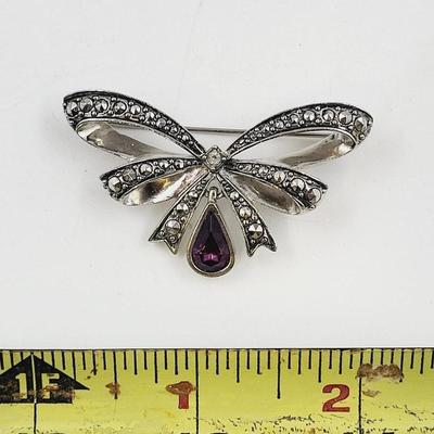 AVON 1994 SILVERTONED BOW BROOCH