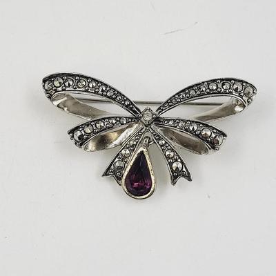 AVON 1994 SILVERTONED BOW BROOCH