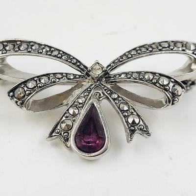 AVON 1994 SILVERTONED BOW BROOCH