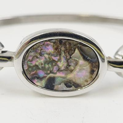 AVON OVAL ABALONE BEZEL SILVER & GOLD TONED BRACELET