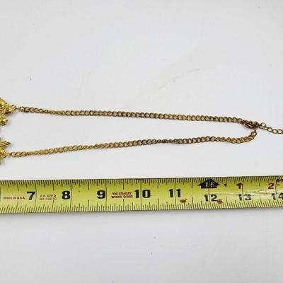 GOLD TONED & FAUX JEWELED FLOWERED NECKLACE