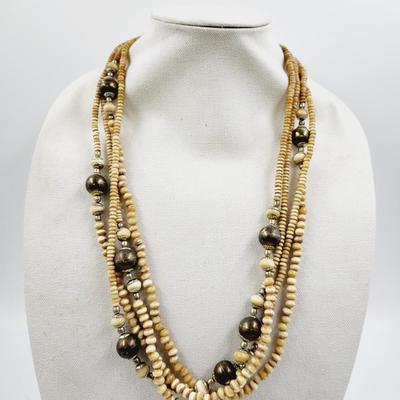 NATIVE MADE METAL & BEADDED NECKLACE