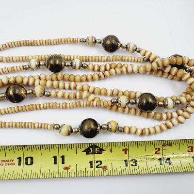 NATIVE MADE METAL & BEADDED NECKLACE