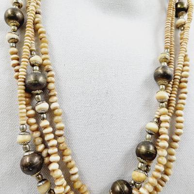 NATIVE MADE METAL & BEADDED NECKLACE