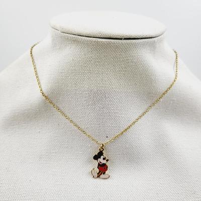 VINTAGE GOLD TONED MICKEY MOUSE NECKLACE