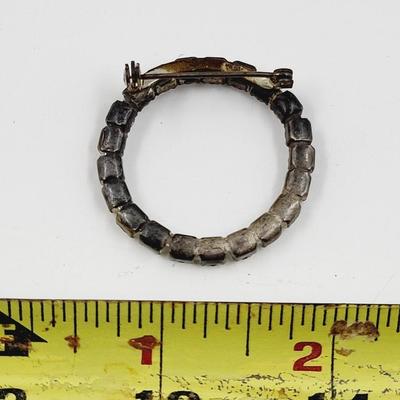 VINTAGE SILVER TONED FAUX RHINESTONE PIN