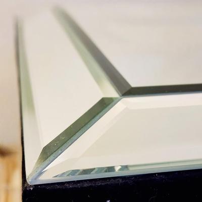 Lot of 3 Heavy Mirrored Trays with Beveled Edges - NEW, still in original boxes. 15", 12" and 10" trays