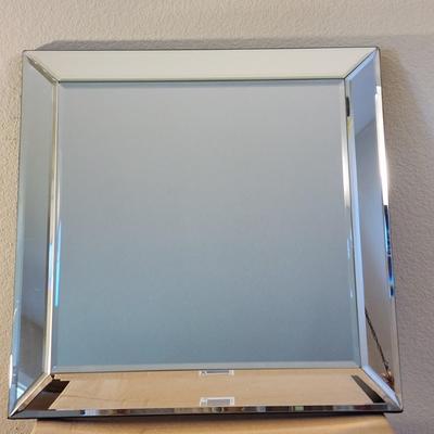 Lot of 3 Heavy Mirrored Trays with Beveled Edges - NEW, still in original boxes. 15", 12" and 10" trays