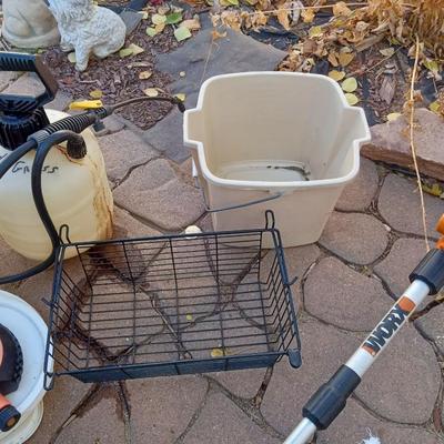 WORX CORDLESS WEED CUTTER, SPRAYER, BUCKETS AND MORE