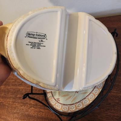 Temp-tations by Tara - Old World Hospitality 6 Piece oven-to-table Serving set - Divided Vegetable, Rectangle Casserole